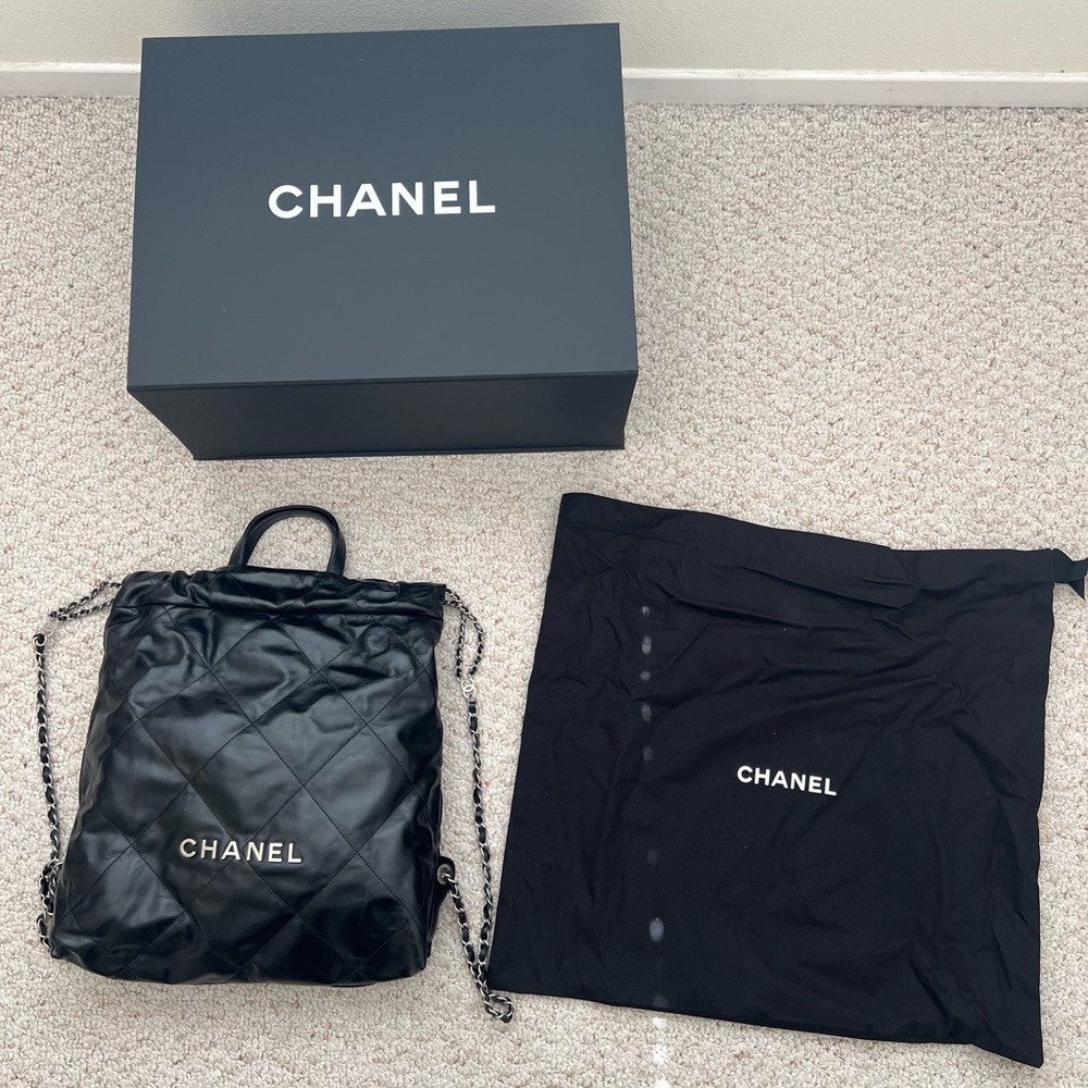 CHANEL Black Quilted Backpack